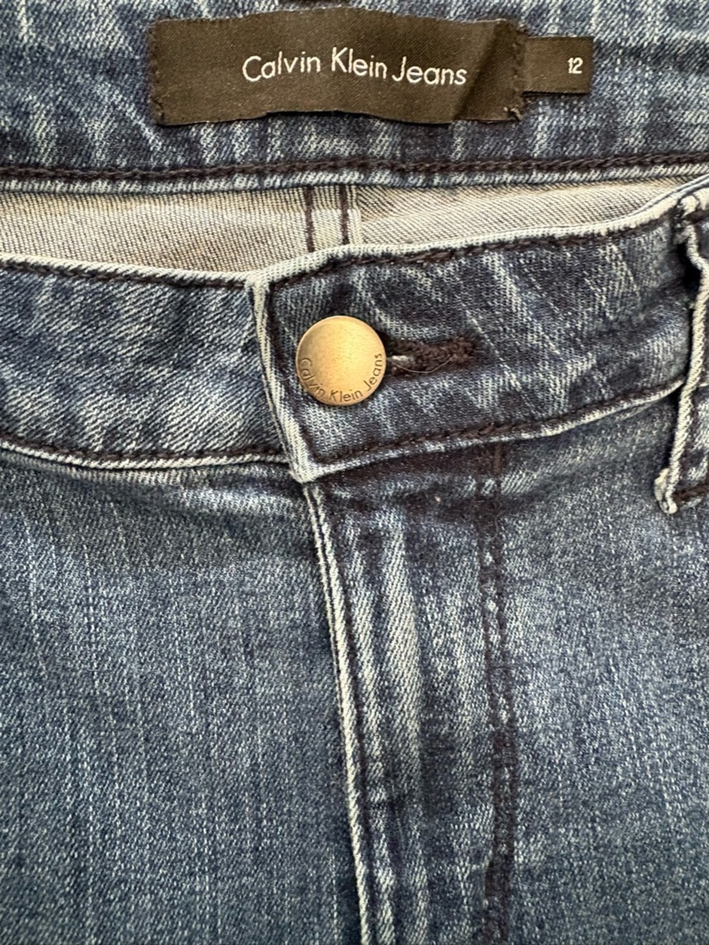 Calvin Klein Women's High Waisted Faded Blue Stretch Skinny Jeans - Picture 4 of 5